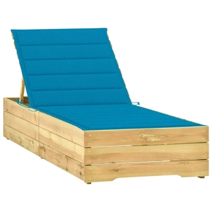 vidaXL Chaise longue avec coussin bleu Bois de pin imprégné pas cher