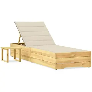 vidaXL Chaise longue de jardin avec table et coussin Pin imprégné pas cher