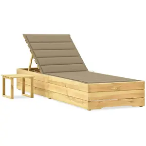 Comparateur de prix : vidaXL Chaise longue de jardin avec table et coussin Pin imprégné