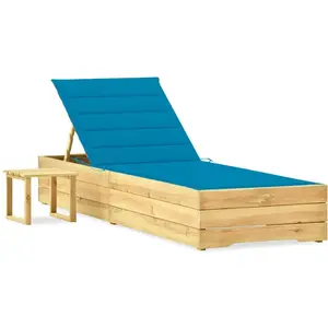 vidaXL Chaise longue de jardin avec table et coussin Pin imprégné pas cher