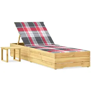 vidaXL Chaise longue de jardin avec table et coussin Pin imprégné pas cher