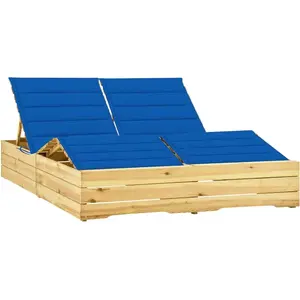 vidaXL Chaise longue double et coussins bleu royal Pin imprégné pas cher