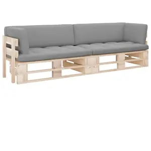 Comparateur de prix : vidaXL Canapé palette 2 places avec coussins Bois de pin imprégné