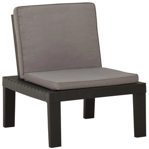 vidaXL Chaise de salon de jardin avec coussin Plastique Gris pas cher