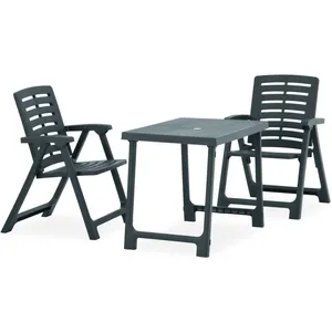 vidaXL Ensemble de bistro pliable 3 pcs Plastique Vert pas cher