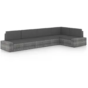 vidaXL Salon de jardin 5 pcs avec coussins Gris Résine tressée pas cher