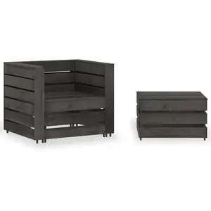 Comparateur de prix : vidaXL Salon de jardin palette 2 pcs Bois de pin imprégné de gris