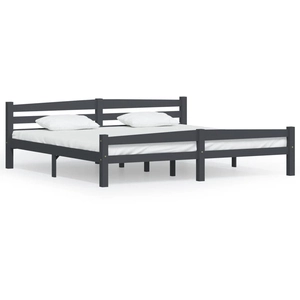 vidaXL Cadre de lit Gris foncé Bois de pin massif 200x200 cm pas cher