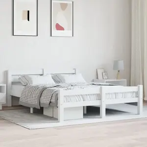 vidaXL Cadre de lit Blanc Bois de pin massif 140x200 cm pas cher
