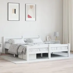 vidaXL Cadre de lit Blanc Bois de pin massif 160x200 cm pas cher