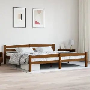 vidaXL Cadre de lit Marron miel Bois de pin massif 200x200 cm pas cher