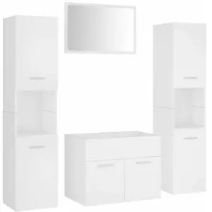 Vidaxl - Ensemble de meubles de salle de bain Blanc Bois d'ingénierie pas cher