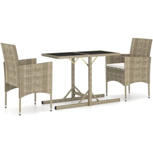 vidaXL Ensemble de salle à manger de jardin 3 pcs Beige pas cher