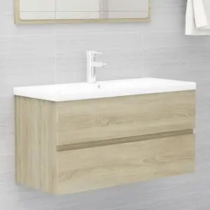 vidaXL Armoire d'évier lavabo intégré chêne sonoma bois d'ingénierie pas cher
