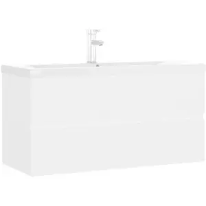 vidaXL Armoire d'évier avec lavabo intégré blanc bois d'ingénierie pas cher