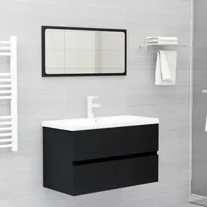 Comparateur de prix : vidaXL Vidaxl Ensemble De Meubles De Salle De Bain Noir Bois D'ingénierie