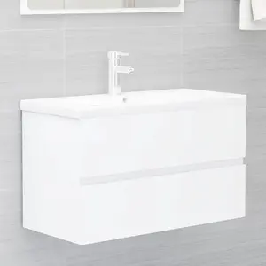 Comparateur de prix : vidaXL Armoire d'évier avec lavabo intégré blanc bois d'ingénierie