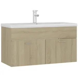 vidaXL Armoire d'évier avec lavabo intégré Chêne sonoma Aggloméré pas cher