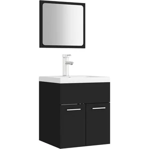 vidaXL Vidaxl Ensemble De Meubles De Salle De Bain Noir Aggloméré pas cher