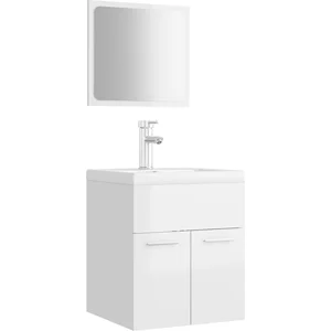 Vidaxl - Ensemble de meubles de salle de bain Blanc brillant Aggloméré pas cher