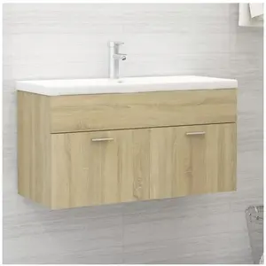 vidaXL Armoire d'évier avec lavabo intégré Chêne sonoma Aggloméré pas cher