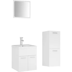 vidaXL Vidaxl Ensemble De Meubles De Salle De Bain Blanc Aggloméré pas cher