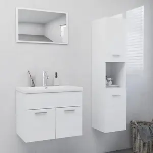 Comparateur de prix : vidaXL Ensemble de meubles de salle de bain Blanc Aggloméré