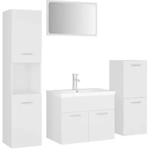 Comparateur de prix : vidaXL Ensemble de meubles de salle de bain Blanc Aggloméré