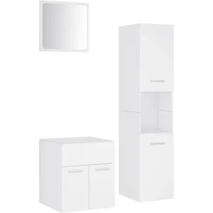 Comparateur de prix : Vidaxl - Ensemble de meubles de salle de bain Blanc Aggloméré Blanc