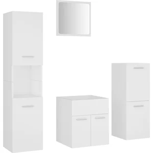 Ensemble de meubles de salle de bain Blanc Aggloméré vidaXL pas cher