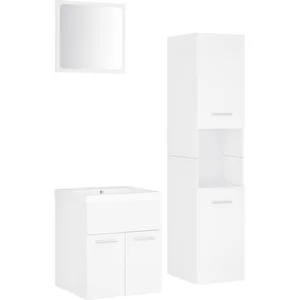 Vidaxl - Ensemble de meubles de salle de bain Blanc Aggloméré Blanc pas cher