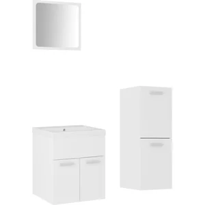 Vidaxl - Ensemble de meubles de salle de bain Blanc Aggloméré Blanc pas cher