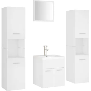 Ensemble de meubles de salle de bain Blanc Aggloméré vidaXL pas cher