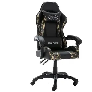 vidaXL Fauteuil de jeux vidéo Noir et camouflage Similicuir pas cher