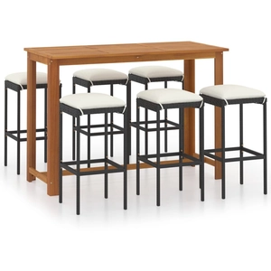vidaXL Ensemble de bar de jardin avec coussins 7 pcs Noir pas cher