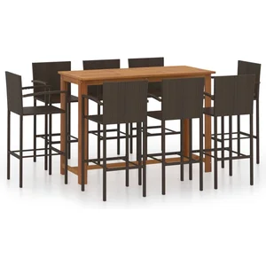 vidaXL Ensemble de bar de jardin 9 pcs Marron pas cher