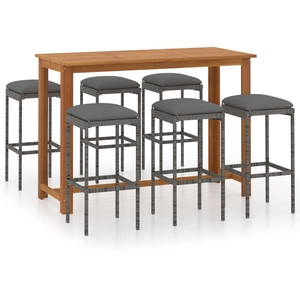 vidaXL Ensemble de bar de jardin avec coussins 7 pcs Gris pas cher