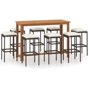 vidaXL Ensemble de bar de jardin avec coussins 9 pcs Marron pas cher