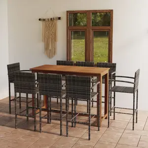 vidaXL Ensemble de bar de jardin 9 pcs Gris pas cher