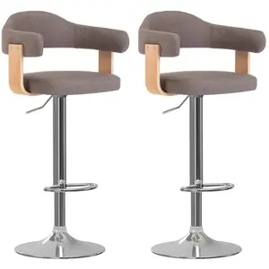 vidaXL Tabourets de bar lot de 2 taupe bois courbé et tissu pas cher
