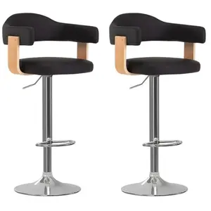 vidaXL Tabourets de bar lot de 2 noir bois courbé et similicuir pas cher