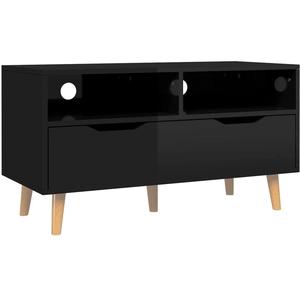 vidaXL Meuble TV noir brillant 90x40x48,5 cm bois d'ingénierie pas cher
