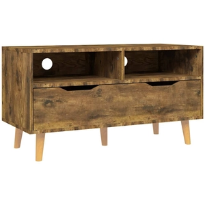 vidaXL Meuble TV chêne fumé 90x40x48,5 cm bois d'ingénierie pas cher