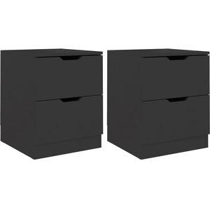 vidaXL Tables de chevet 2 pcs Noir 40x40x50 cm Aggloméré pas cher