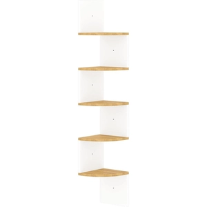 vidaXL Étagère d'angle murale blanc et chêne sonoma 19x19x123 cm pas cher