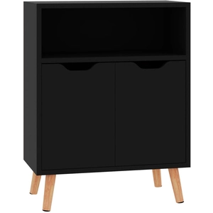 vidaXL Buffet noir brillant 60x30x72 cm bois d'ingénierie pas cher