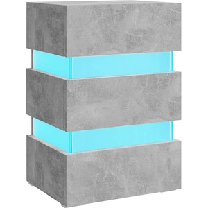 vidaXL Table de chevet à LED gris béton 45x35x67 cm bois d'ingénierie pas cher