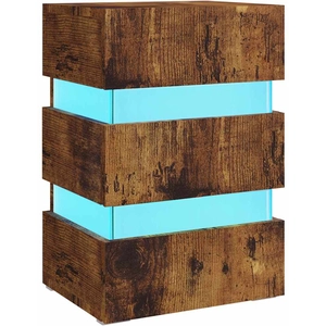 Comparateur de prix : vidaXL Table de chevet à LED chêne fumé 45x35x67 cm bois d'ingénierie