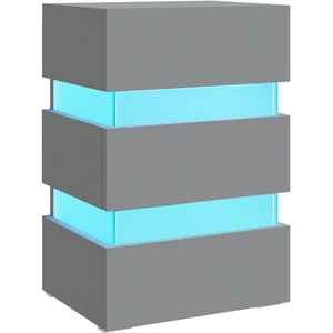 vidaXL Table de chevet à LED Gris 45x35x67 cm Bois d'ingénierie pas cher