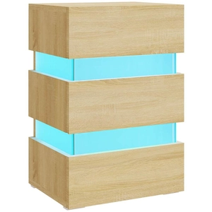 vidaXL Table de chevet à LED chêne sonoma 45x35x67cm bois d'ingénierie pas cher